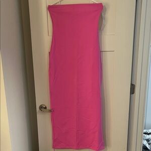 Mono B Strapless Maxi Dress in Bright Pink